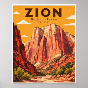 Reizen in Zion National Park in vintage-stijl Poster