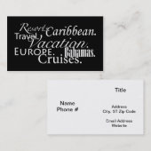 Reizen in zwart/wit visitekaartje (Voorkant / Achterkant)