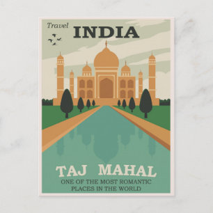 Reizen India Taj Mahal / Retro Briefkaart