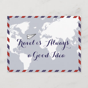 Reizen is altijd een goed idee, wereldkaart briefkaart
