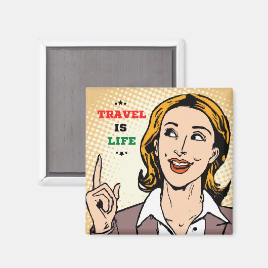 Reizen is een levensmagneet magneet (Voorkant / Achterkant)