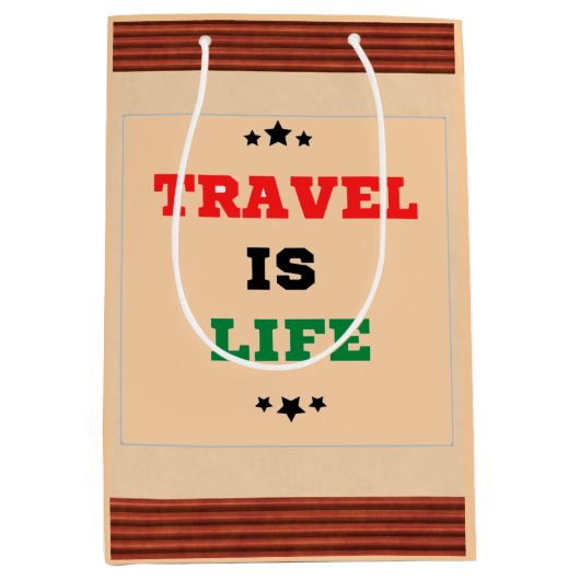 Reizen is een Life Gift Bag Medium Cadeauzakje (Voorkant)