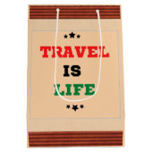 Reizen is een Life Gift Bag Medium Cadeauzakje (Achterkant)