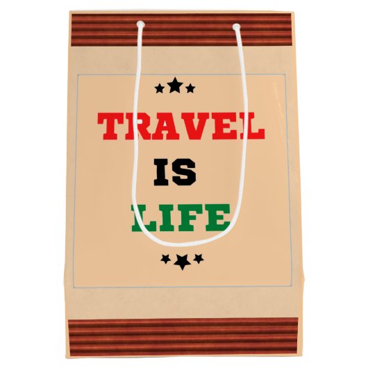 Reizen is een Life Gift Bag Medium Cadeauzakje (Achterkant)