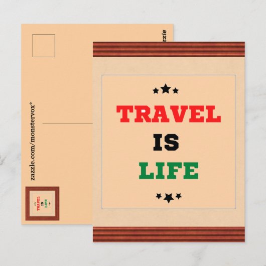 Reizen is het leven Briefkaart (Voorkant / Achterkant)