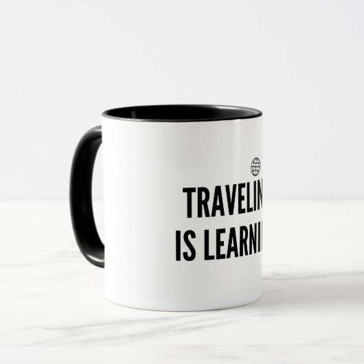 Reizen is leren mok (Voorkant links)