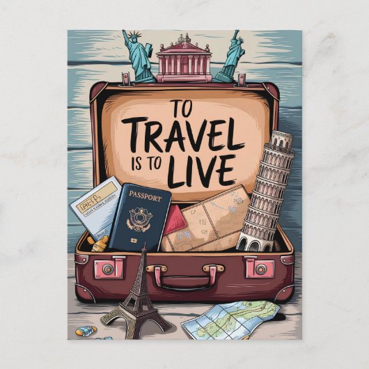 Reizen is leven briefkaart (Voorkant)