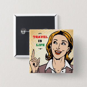Reizen is leven Button
