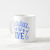 Reizen is leven koffiemok (Voorkant links)