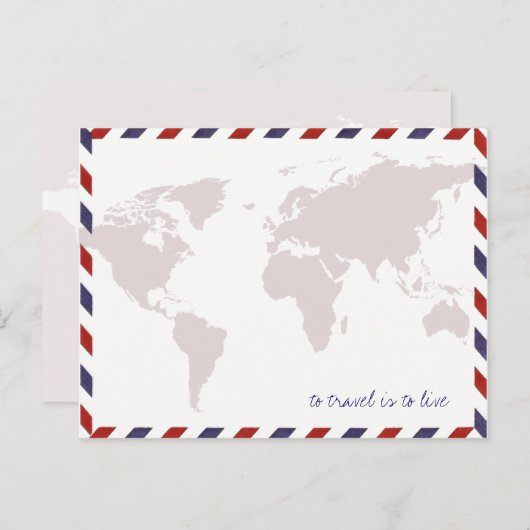 Reizen is leven / wereldkaart briefkaart (Voorkant / Achterkant)