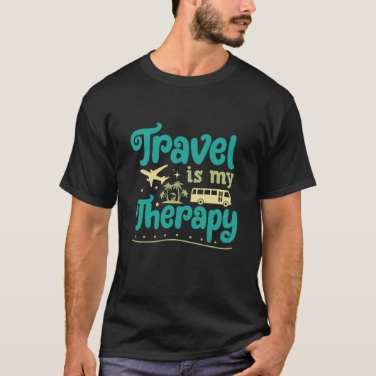 Reizen is mijn therapie Grappige reizende minnaar T-shirt (Voorkant)