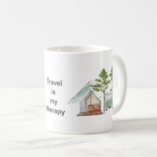 Reizen is mijn therapie, mok voor een reiziger, ee
