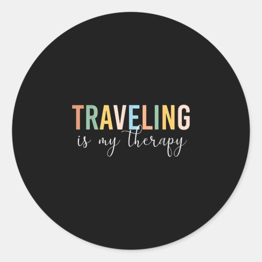 Reizen is mijn therapie ronde sticker (Voorkant)