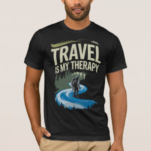 Reizen is mijn therapie - T-shirt met quote voor a
