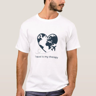 Reizen Is Mijn Therapie Wereldkaart Hart Vliegtuig T-shirt