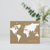 Reizen is om te leven. witte Wereldkaart op bruin Briefkaart (Staand voorkant)