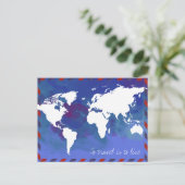 Reizen is wonen / wereldkaart briefkaart (Staand voorkant)
