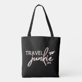 Reizen Junkie, Meisjes Weekend Reis Gepersonalisee Tote Bag (Achterkant)