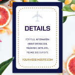Reizen Kalligrafie Boarding Pass Bruiloft Informatiekaartje<br><div class="desc">Op zoek naar een unieke manier om uw gasten te informeren over uw strand bruiloft details? Zoek niet verder dan deze boarding pass bruiloft bijsluiter kaarten! De boarding pass thema gastendetailkaarten zullen een vleugje luxe toevoegen aan uw bestemming bruiloft — allemaal met behoud van het betaalbaar en speciaal. Personaliseer elke...</div>