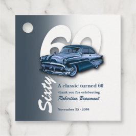Reizen Klassieke Blauwe Auto Wordt 60 Jaar Bedankjes Labels