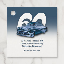 Reizen Klassieke Blauwe Auto Wordt 60 Jaar Bedankjes Labels