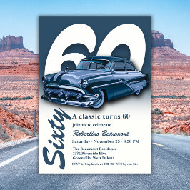 Reizen Klassieke Blauwe Auto Wordt 60 Jaar Kaart