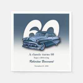Reizen Klassieke Blauwe Auto Wordt 60e Verjaardag Servet