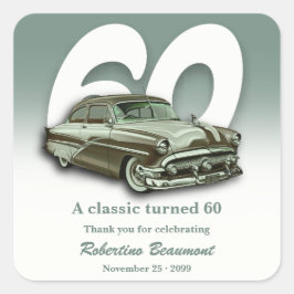 Reizen Klassieke Groene Auto Wordt 60 Jaar Vierkante Sticker