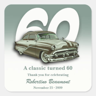 Reizen Klassieke Groene Auto Wordt 60 Jaar Vierkante Sticker