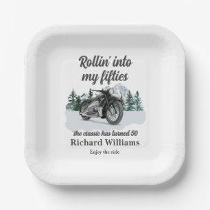 Reizen Klassieke Motorfiets Rol 50e Verjaardag Papieren Bordje