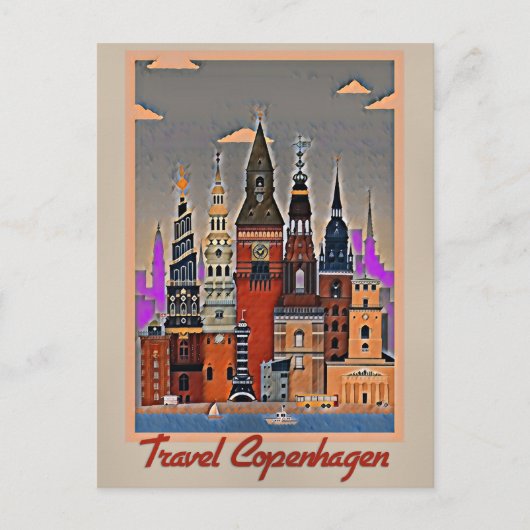 Reizen Kopenhagen, Denemarken Briefkaart (Voorkant)