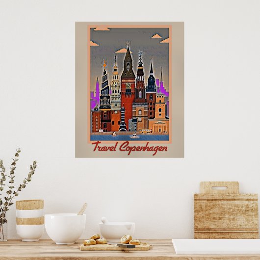 Reizen Kopenhagen, Denemarken Poster (Keuken)