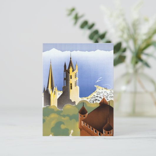  reizen Lausanne-Ouchy Zwitserland Briefkaart (Staand voorkant)