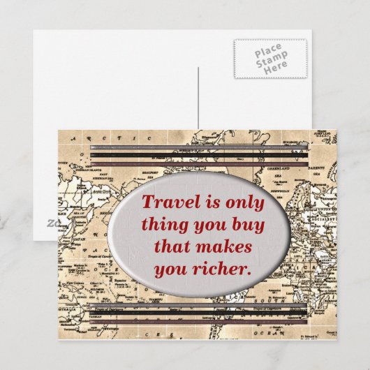 Reizen maakt je rijker - ansichtkaart briefkaart (Voorkant / Achterkant)
