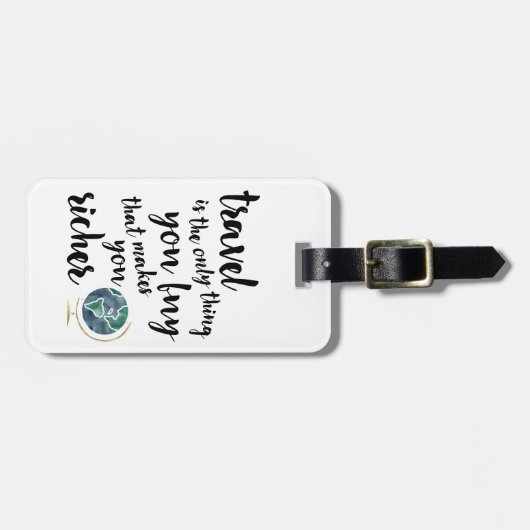 Reizen maakt u rijker Bagagelabel van het Citaat (Voorkant horizontaal)