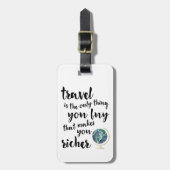 Reizen maakt u rijker Bagagelabel van het Citaat (Voorkant verticaal)