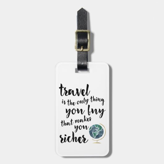 Reizen maakt u rijker Bagagelabel van het Citaat (Voorkant verticaal)