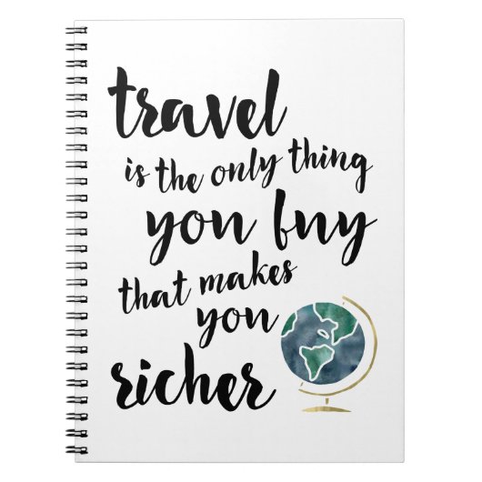 Reizen maakt u rijker Notitieboek van het Citaat (Voorkant)