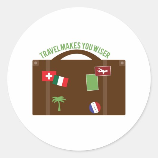 Reizen maakt wijzer ronde sticker (Voorkant)