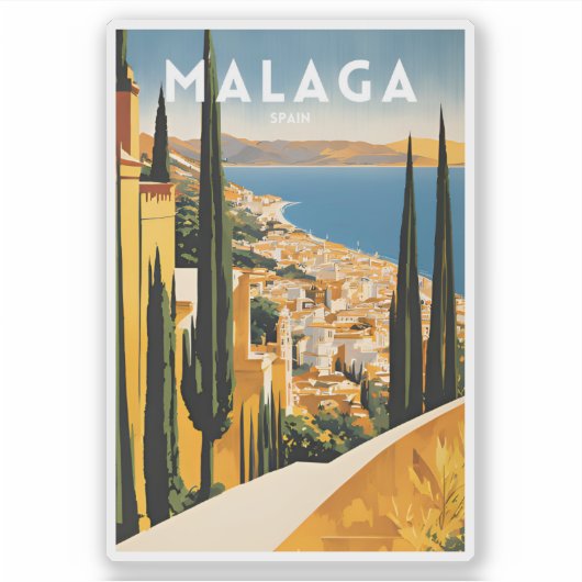 Reizen Malaga Spanje Sticker (Voorkant)