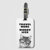 Reizen Meer Zorgen Minder Grappige kat met bril Bagagelabel (Voorkant (verticaal))