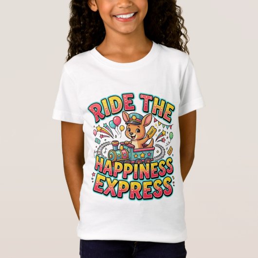 Reizen met de Happiness Express Knuffel Kangoeroe T-shirt (Voorkant)