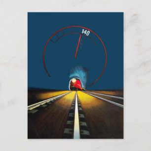 Reizen met de oude Deense trein Briefkaart