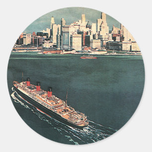 Reizen met een cruiseschip naar New York City in v Ronde Sticker