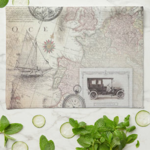 Reizen met een vintage uitstraling theedoek