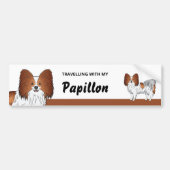 Reizen Met Mijn Rode En Witte Papillon Hond Bumpersticker (Voorkant)