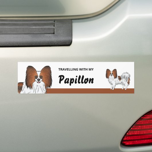 Reizen Met Mijn Rode Sabel Papillon Hond Bumpersticker (Op auto)