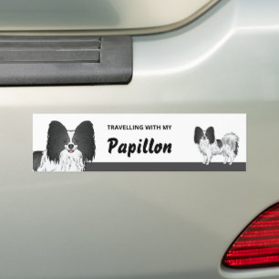 Reizen Met Mijn Zwart-Witte Papillon Hond Bumpersticker