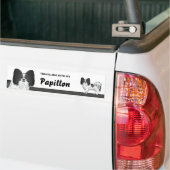 Reizen Met Mijn Zwart-Witte Papillon Hond Bumpersticker (Op Truck)