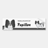 Reizen Met Mijn Zwart-Witte Papillon Hond Bumpersticker (Voorkant)